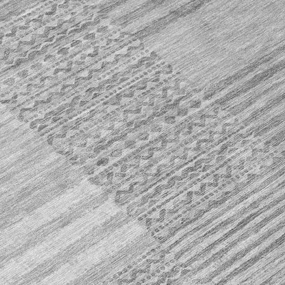 5' X 8' Silver And Gray Striped Washable Indoor Outdoor Area Rug HomeRoots