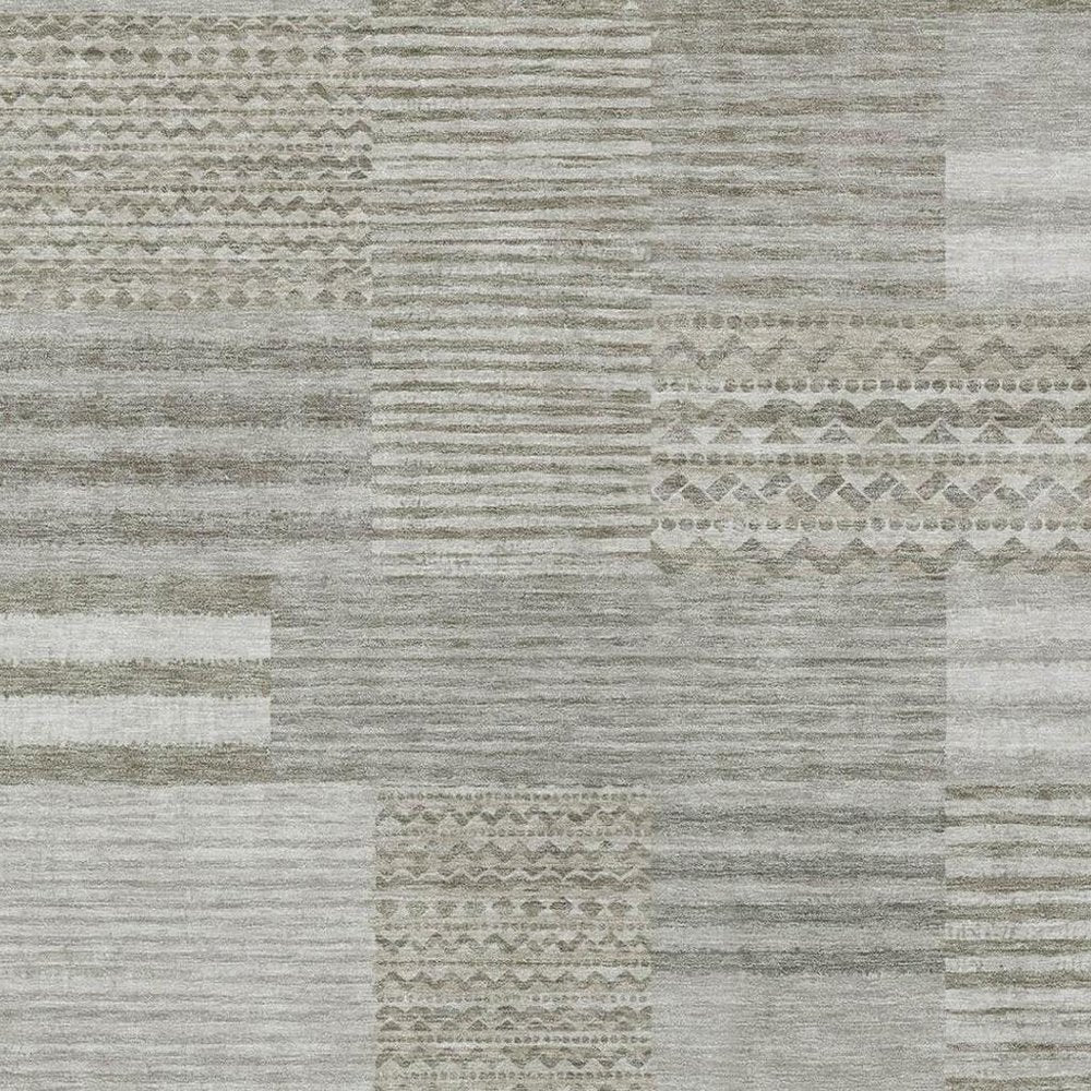 3' X 5' Taupe And Brown Striped Washable Indoor Outdoor Area Rug HomeRoots