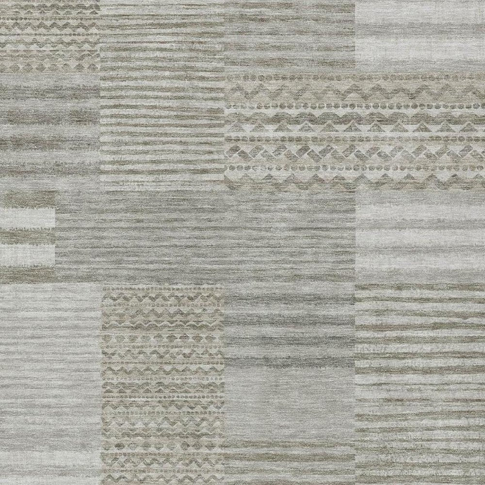 5' X 8' Taupe And Brown Striped Washable Indoor Outdoor Area Rug — view 6