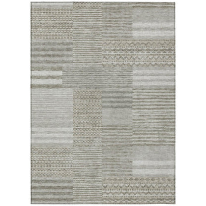 5' X 8' Taupe And Brown Striped Washable Indoor Outdoor Area Rug HomeRoots