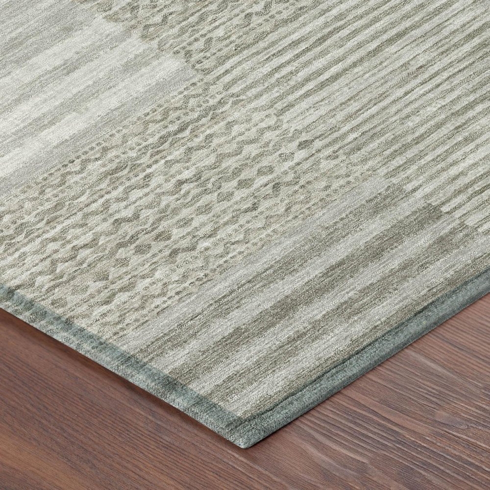 8' Taupe And Brown Round Striped Washable Indoor Outdoor Area Rug — view 2