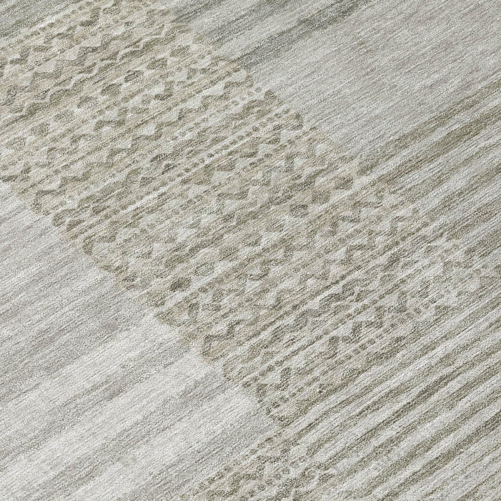 8' Taupe And Brown Round Striped Washable Indoor Outdoor Area Rug HomeRoots