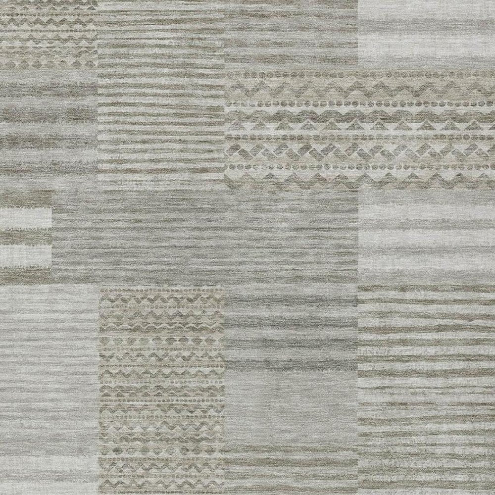 8' X 10' Taupe And Brown Striped Washable Indoor Outdoor Area Rug HomeRoots