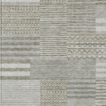 9' X 12' Taupe And Brown Striped Washable Indoor Outdoor Area Rug HomeRoots