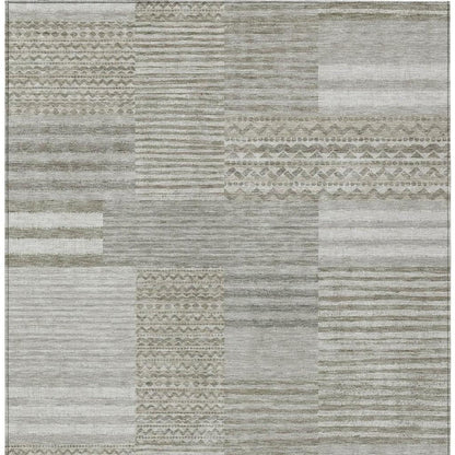 9' X 12' Taupe And Brown Striped Washable Indoor Outdoor Area Rug HomeRoots