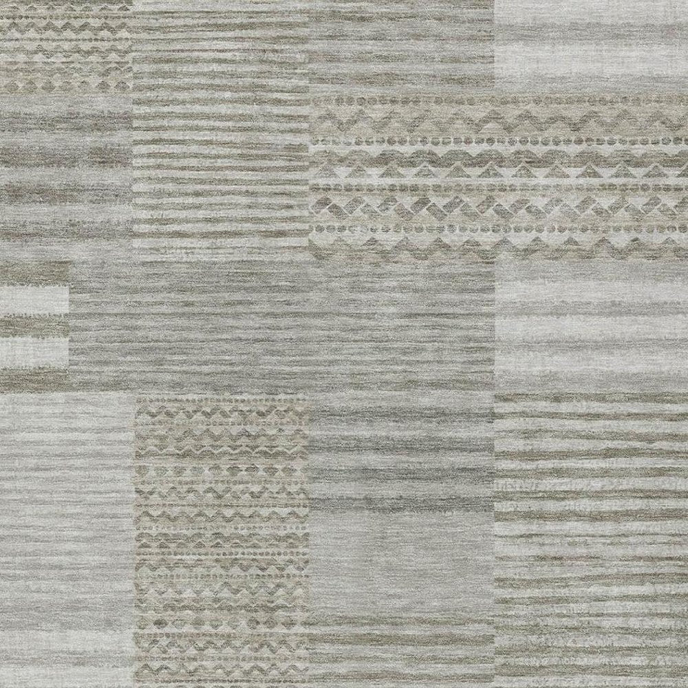 10' X 14' Taupe And Brown Striped Washable Indoor Outdoor Area Rug HomeRoots