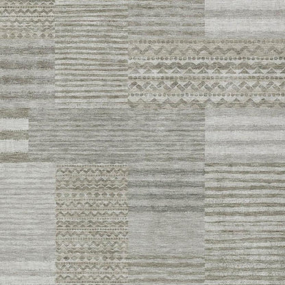 10' X 14' Taupe And Brown Striped Washable Indoor Outdoor Area Rug HomeRoots