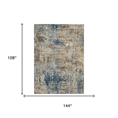 9' X 12' Brown And Khaki Abstract Washable Indoor Outdoor Area Rug
