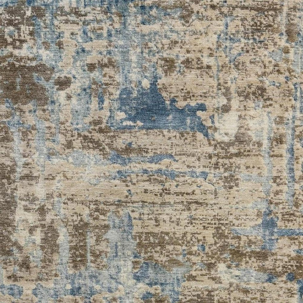 9' X 12' Brown And Khaki Abstract Washable Indoor Outdoor Area Rug — view 6