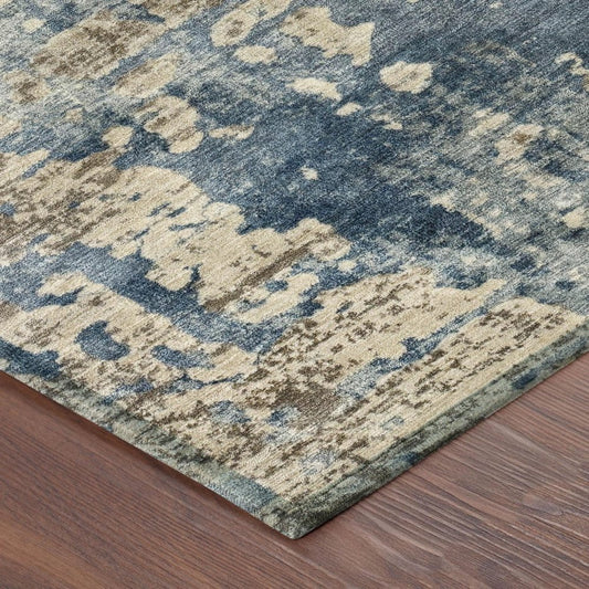 9' X 12' Brown And Khaki Abstract Washable Indoor Outdoor Area Rug