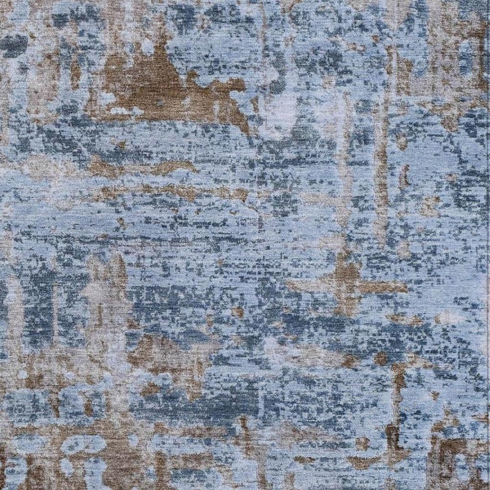3' X 5' Blue And Gray Abstract Washable Indoor Outdoor Area Rug HomeRoots