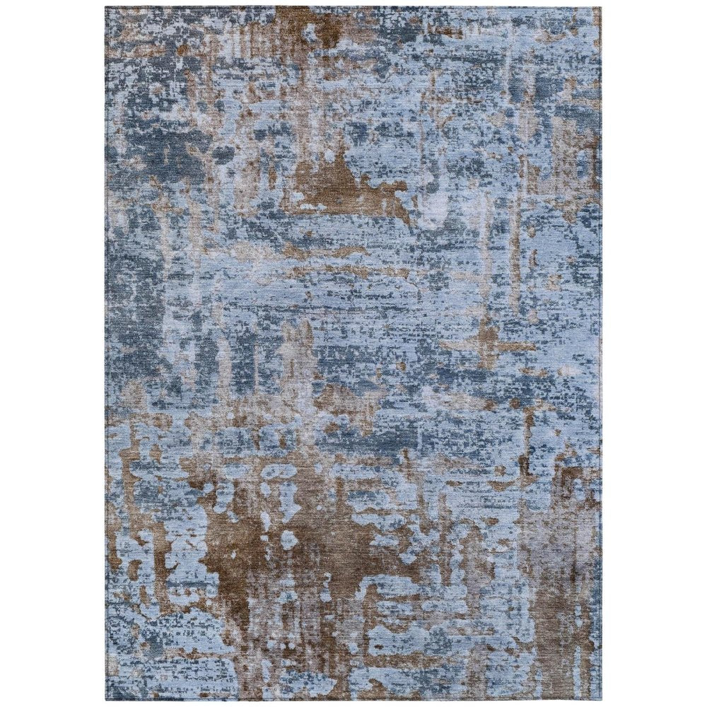 3' X 5' Blue And Gray Abstract Washable Indoor Outdoor Area Rug HomeRoots