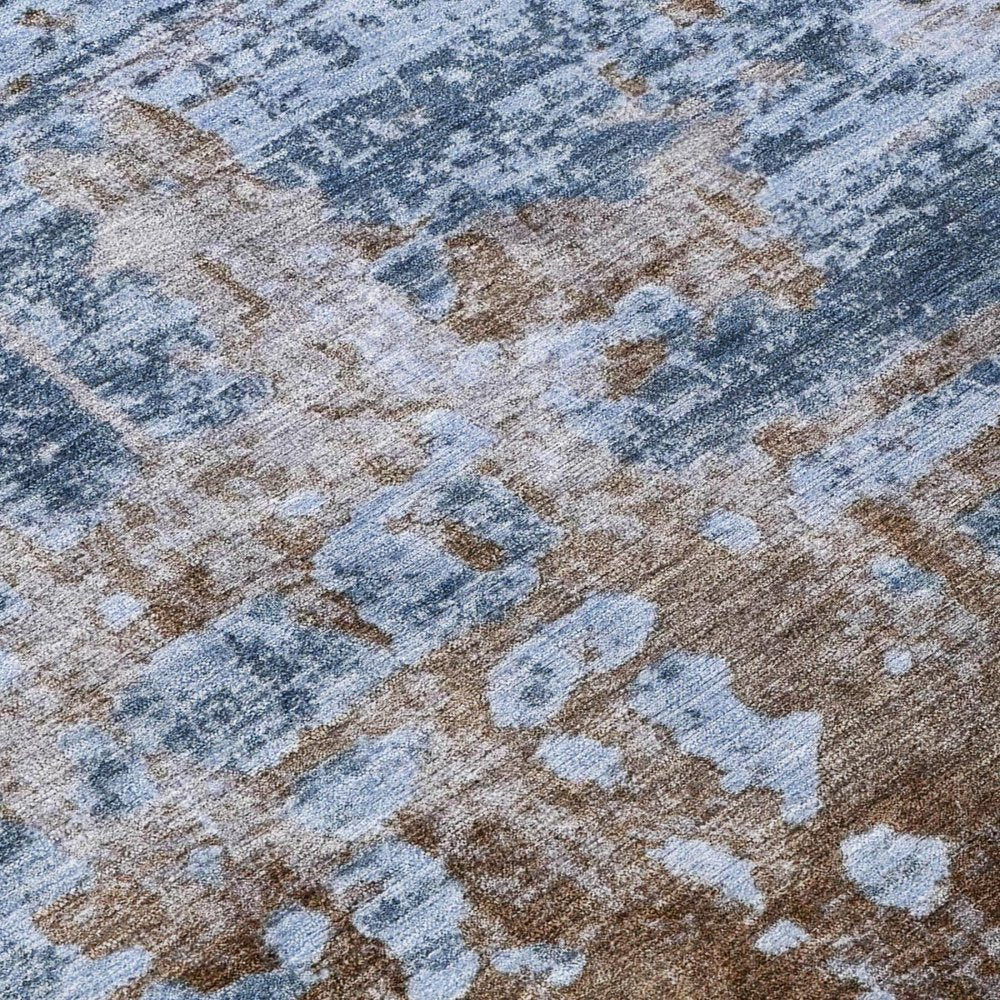 3' X 5' Blue And Gray Abstract Washable Indoor Outdoor Area Rug HomeRoots