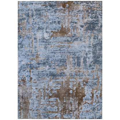 5' X 8' Blue And Gray Abstract Washable Indoor Outdoor Area Rug HomeRoots
