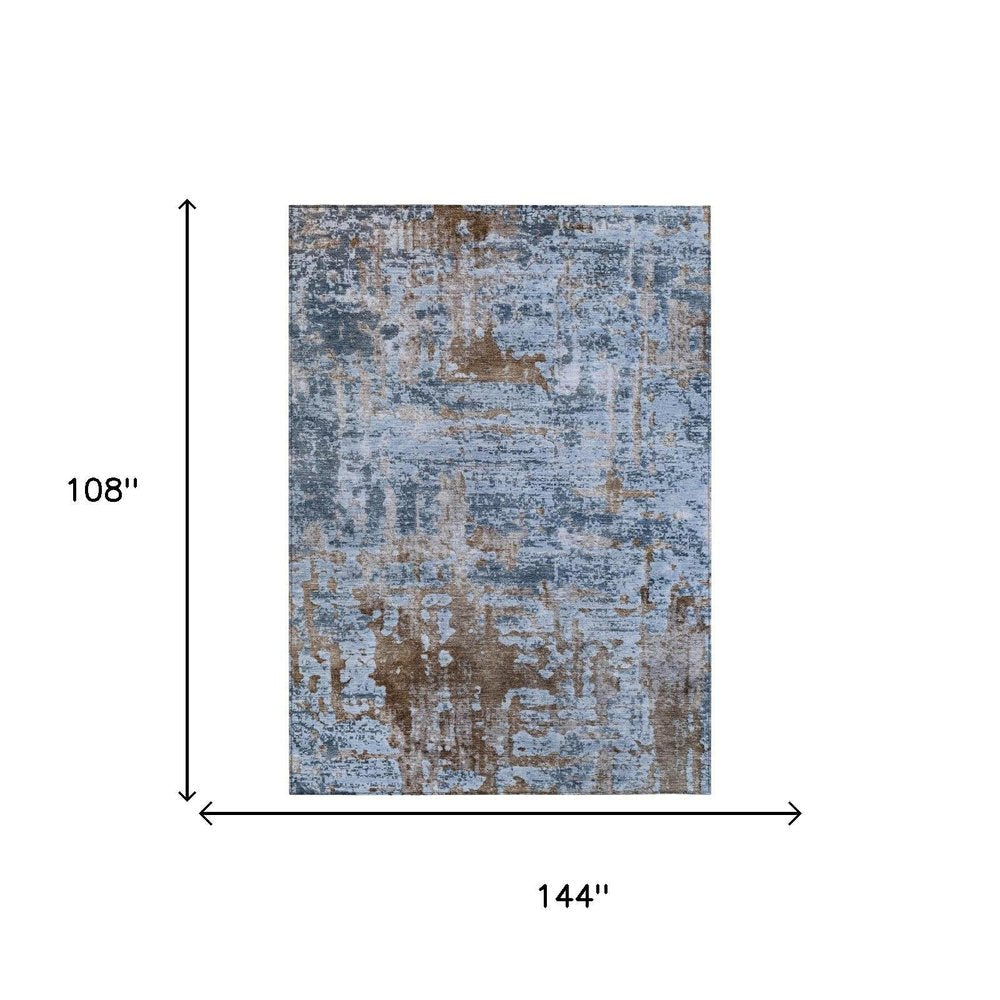 9' X 12' Blue And Gray Abstract Washable Indoor Outdoor Area Rug HomeRoots