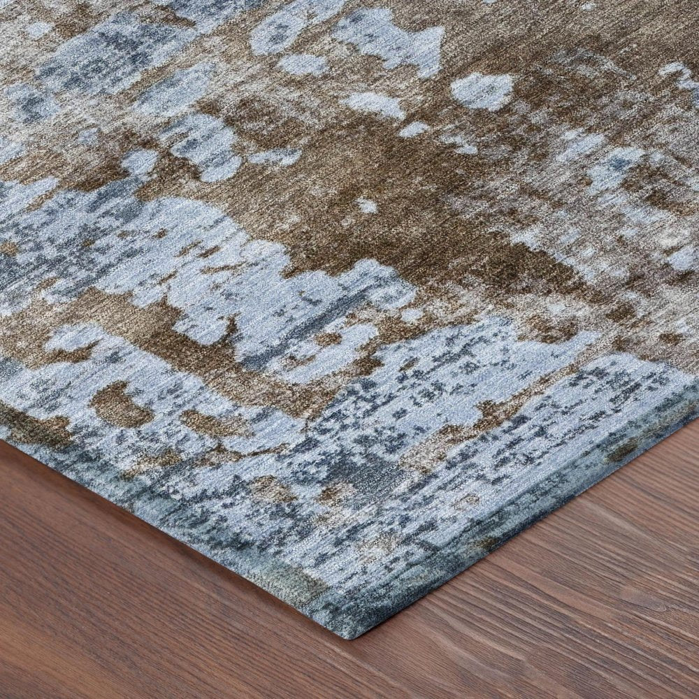10' X 14' Blue And Gray Abstract Washable Indoor Outdoor Area Rug — view 2