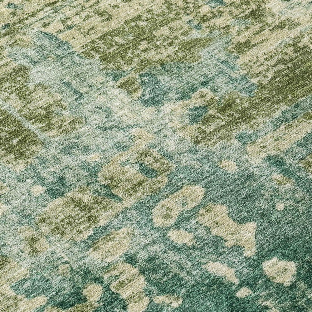 3' X 5' Green And Sage Abstract Washable Indoor Outdoor Area Rug — view 3