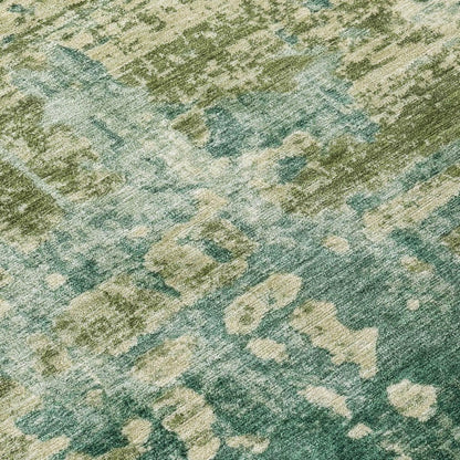 3' X 5' Green And Sage Abstract Washable Indoor Outdoor Area Rug HomeRoots