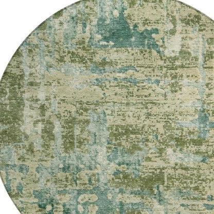 8' Green And Sage Round Abstract Washable Indoor Outdoor Area Rug HomeRoots