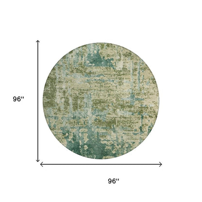 8' Green And Sage Round Abstract Washable Indoor Outdoor Area Rug HomeRoots