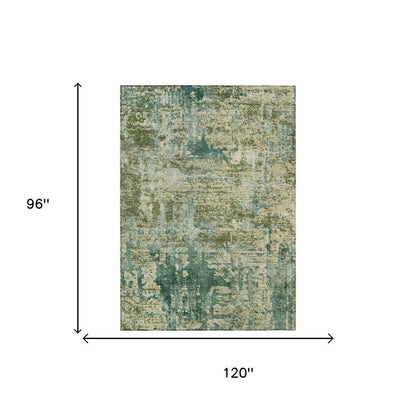 8' X 10' Green And Sage Abstract Washable Indoor Outdoor Area Rug HomeRoots