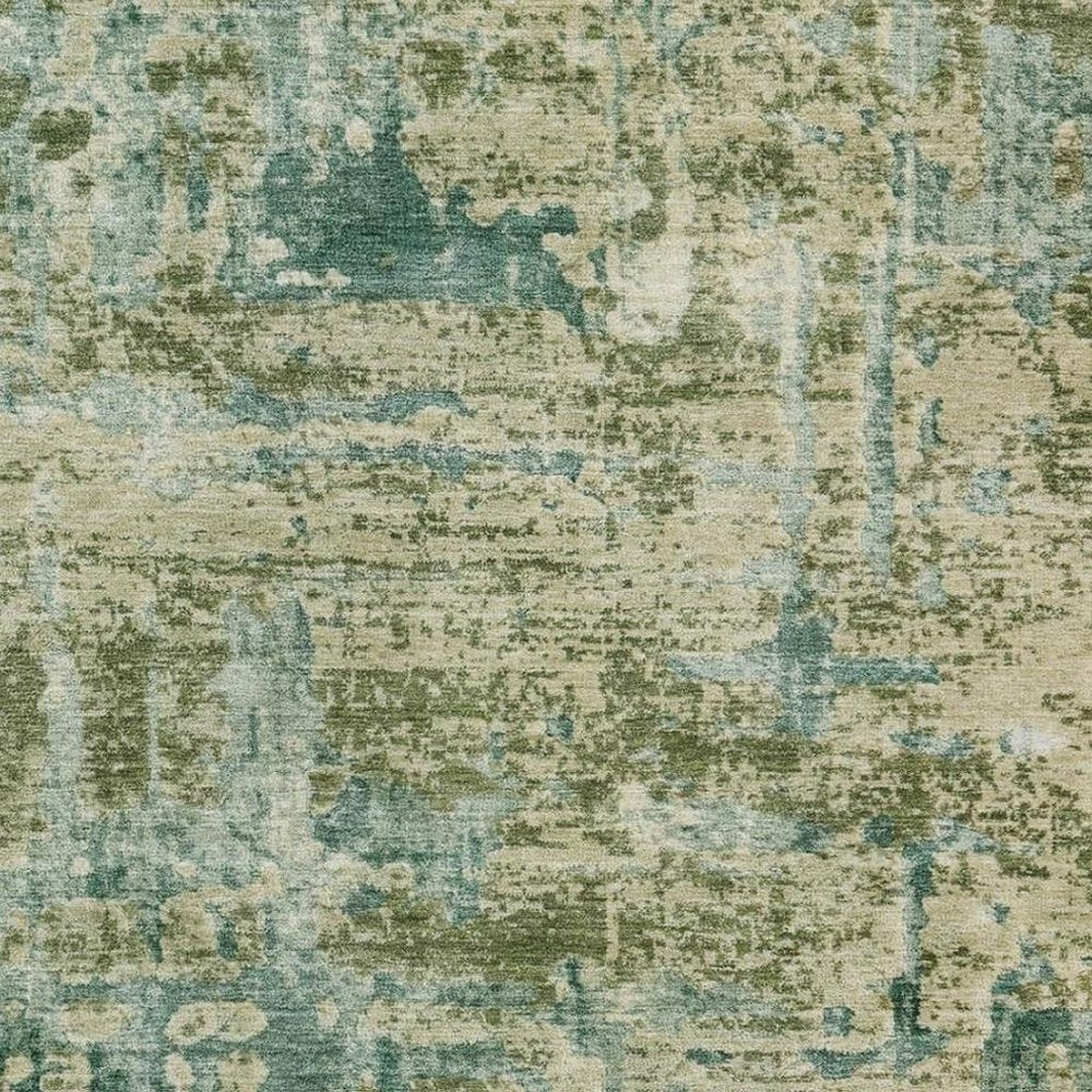 8' X 10' Green And Sage Abstract Washable Indoor Outdoor Area Rug — view 13