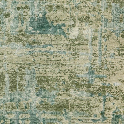 8' X 10' Green And Sage Abstract Washable Indoor Outdoor Area Rug