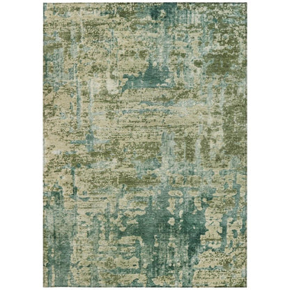 9' X 12' Green And Sage Abstract Washable Indoor Outdoor Area Rug HomeRoots