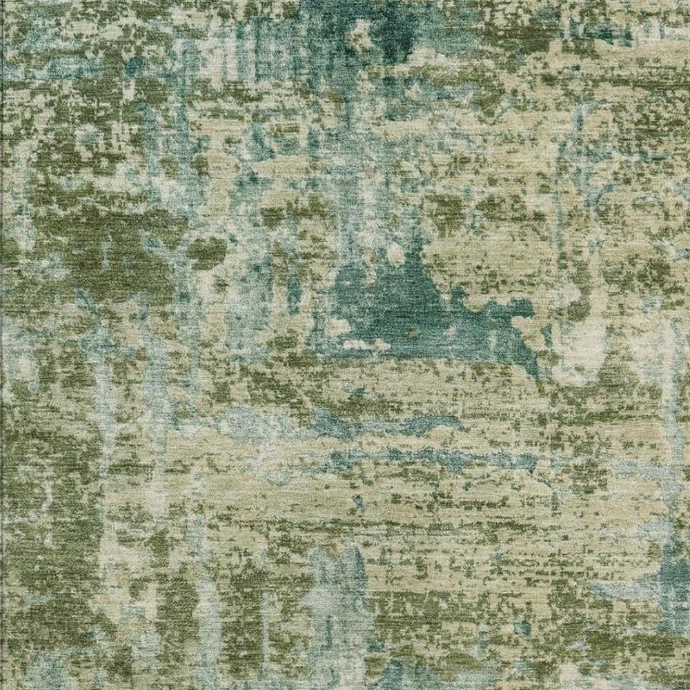 10' X 14' Green And Sage Abstract Washable Indoor Outdoor Area Rug — view 6