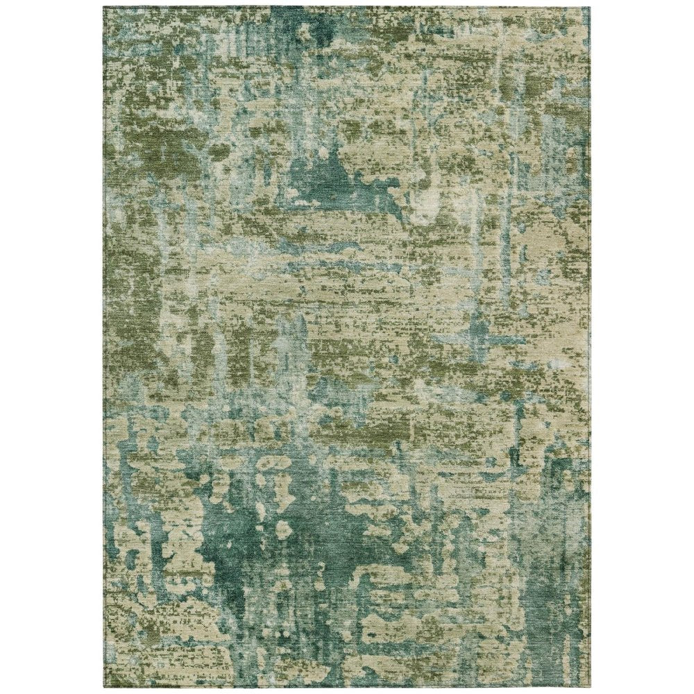 10' X 14' Green And Sage Abstract Washable Indoor Outdoor Area Rug — view 1