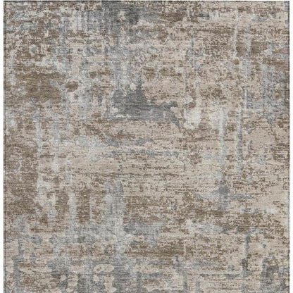 3' X 5' Khaki And Brown Abstract Washable Indoor Outdoor Area Rug HomeRoots