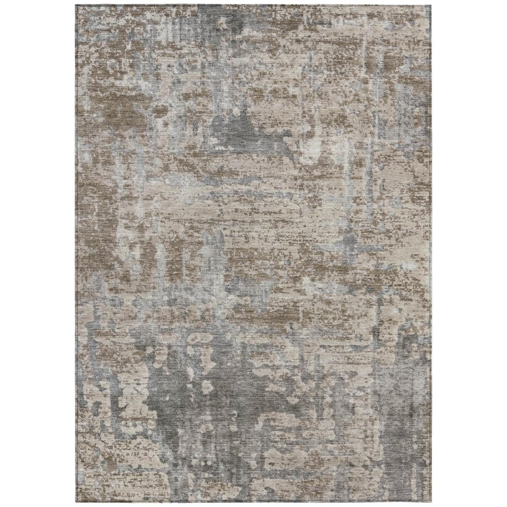 3' X 5' Khaki And Brown Abstract Washable Indoor Outdoor Area Rug HomeRoots