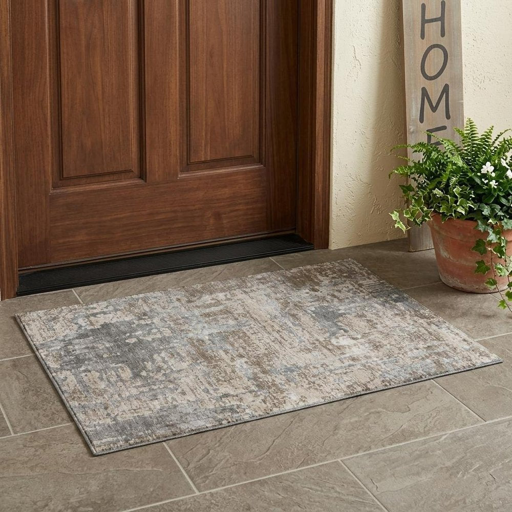 3' X 5' Khaki And Brown Abstract Washable Indoor Outdoor Area Rug HomeRoots