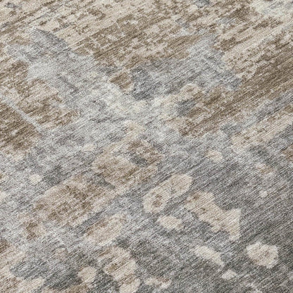 8' Khaki And Brown Round Abstract Washable Indoor Outdoor Area Rug HomeRoots
