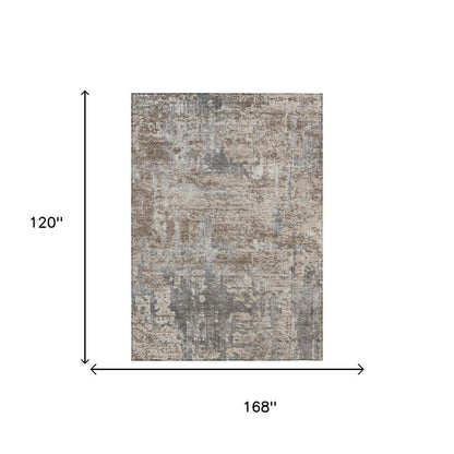10' X 14' Khaki And Brown Abstract Washable Indoor Outdoor Area Rug HomeRoots