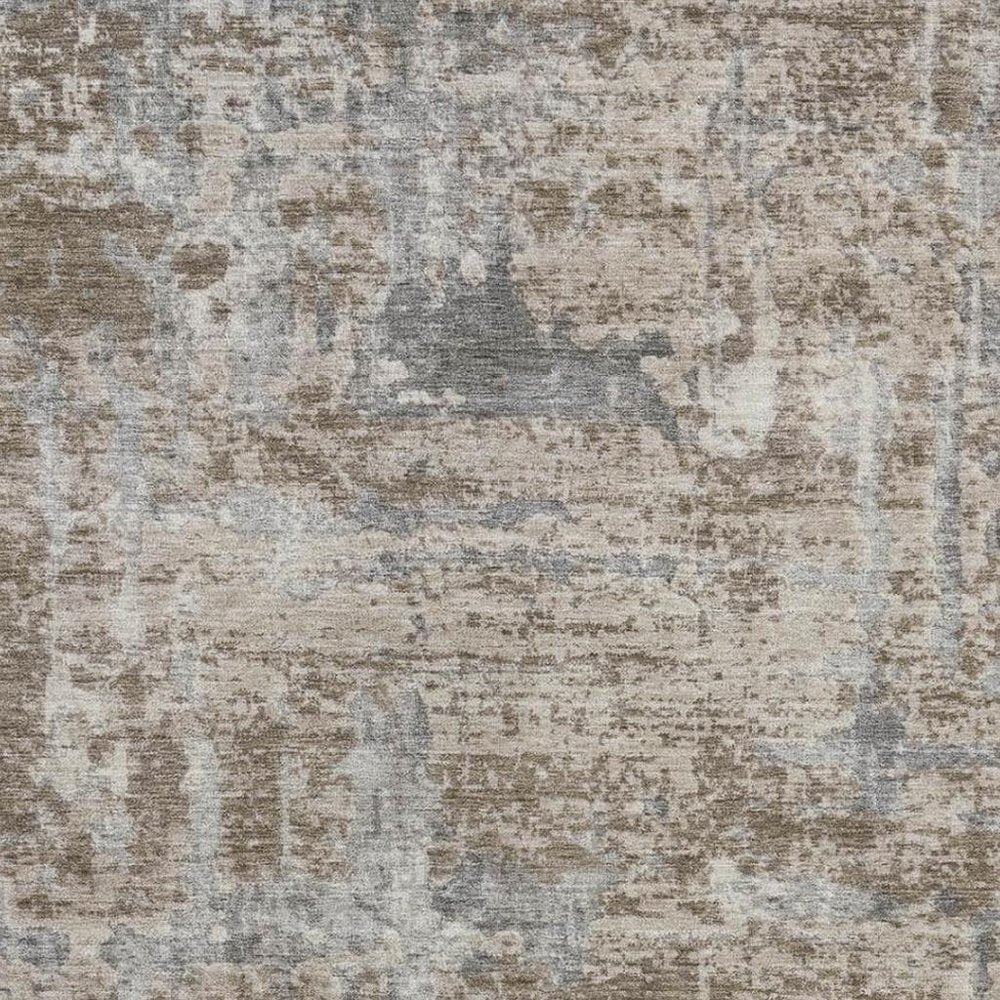 10' X 14' Khaki And Brown Abstract Washable Indoor Outdoor Area Rug — view 6