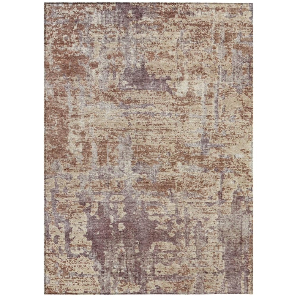 3' X 5' Orange And Beige Abstract Washable Indoor Outdoor Area Rug — view 1
