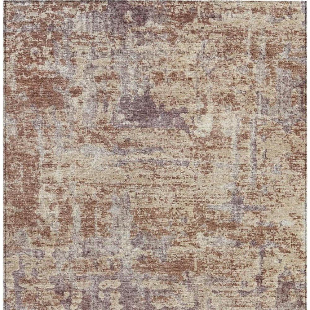 5' X 8' Orange And Beige Abstract Washable Indoor Outdoor Area Rug HomeRoots