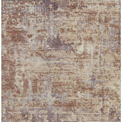 5' X 8' Orange And Beige Abstract Washable Indoor Outdoor Area Rug HomeRoots