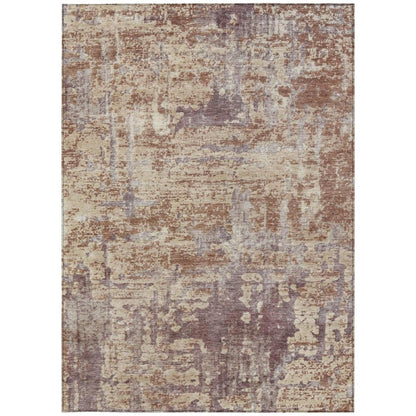 5' X 8' Orange And Beige Abstract Washable Indoor Outdoor Area Rug HomeRoots