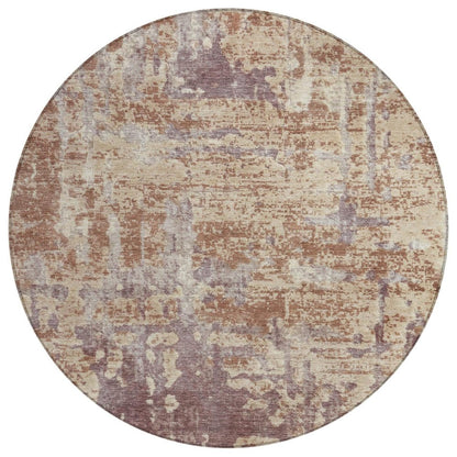 8' Orange And Beige Round Abstract Washable Indoor Outdoor Area Rug HomeRoots