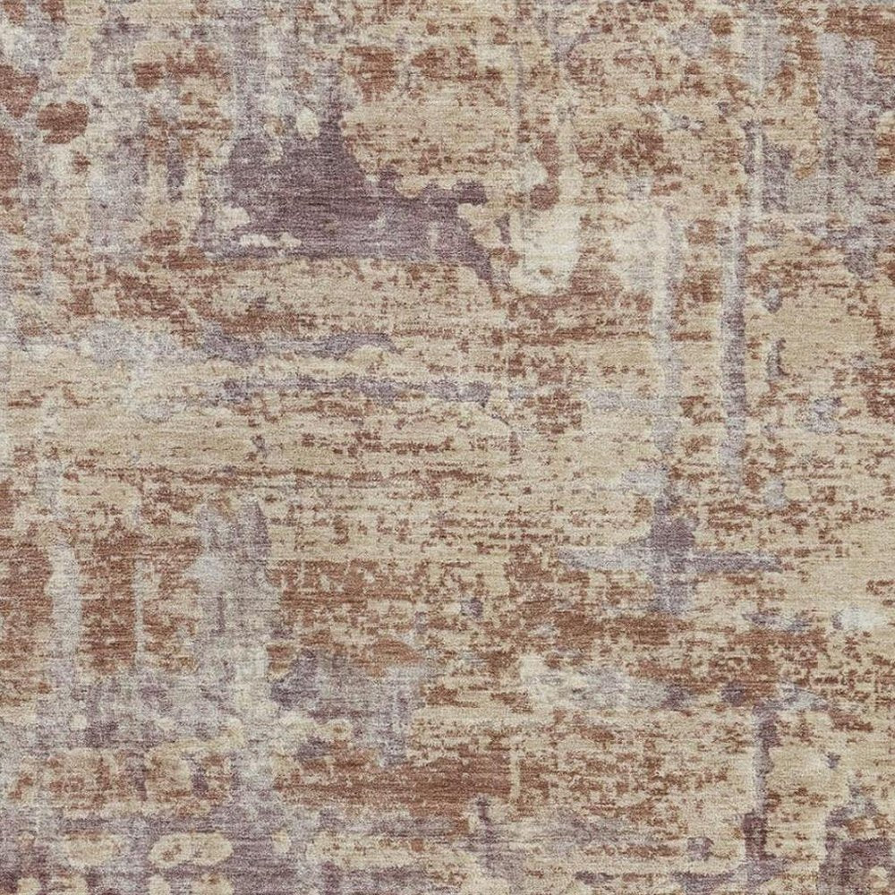 8' X 10' Orange And Beige Abstract Washable Indoor Outdoor Area Rug — view 6