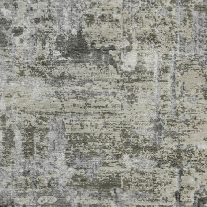 3' X 5' Pewter And Gray Abstract Washable Indoor Outdoor Area Rug