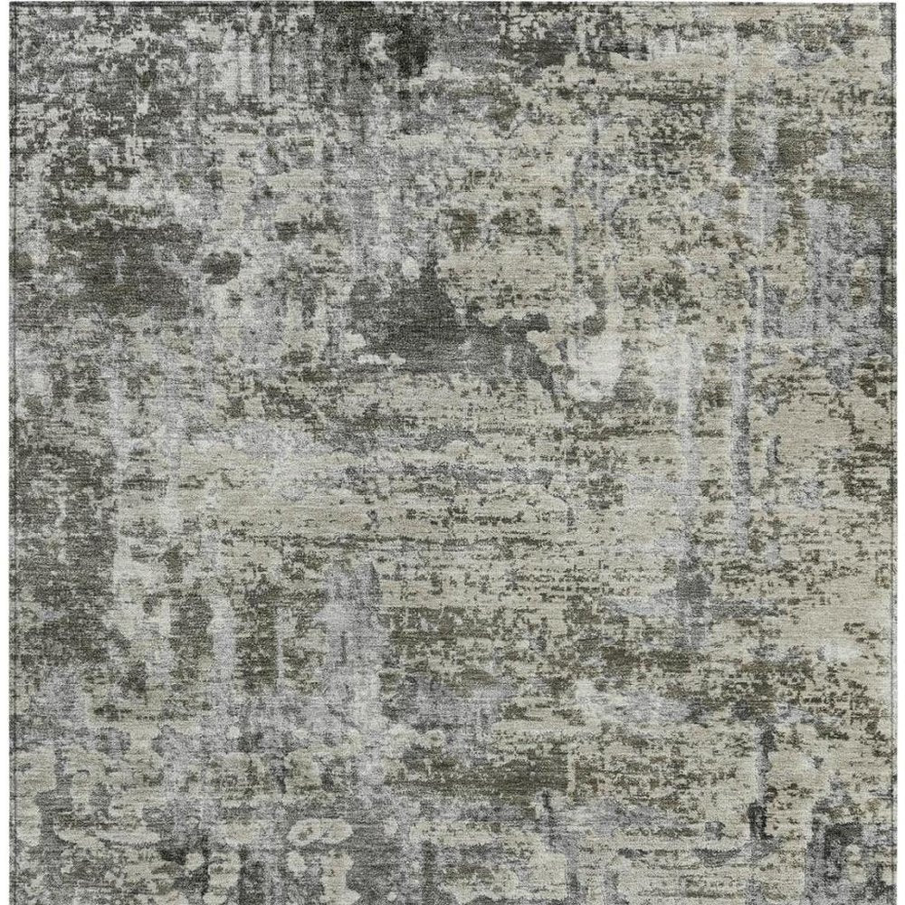 3' X 5' Pewter And Gray Abstract Washable Indoor Outdoor Area Rug — view 7