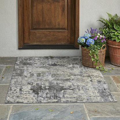 3' X 5' Pewter And Gray Abstract Washable Indoor Outdoor Area Rug HomeRoots