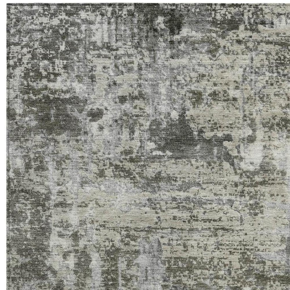 8' X 10' Pewter And Gray Abstract Washable Indoor Outdoor Area Rug — view 6