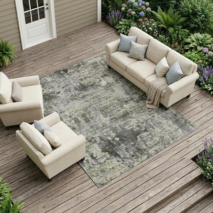 8' X 10' Pewter And Gray Abstract Washable Indoor Outdoor Area Rug HomeRoots