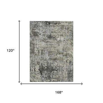 10' X 14' Pewter And Gray Abstract Washable Indoor Outdoor Area Rug HomeRoots
