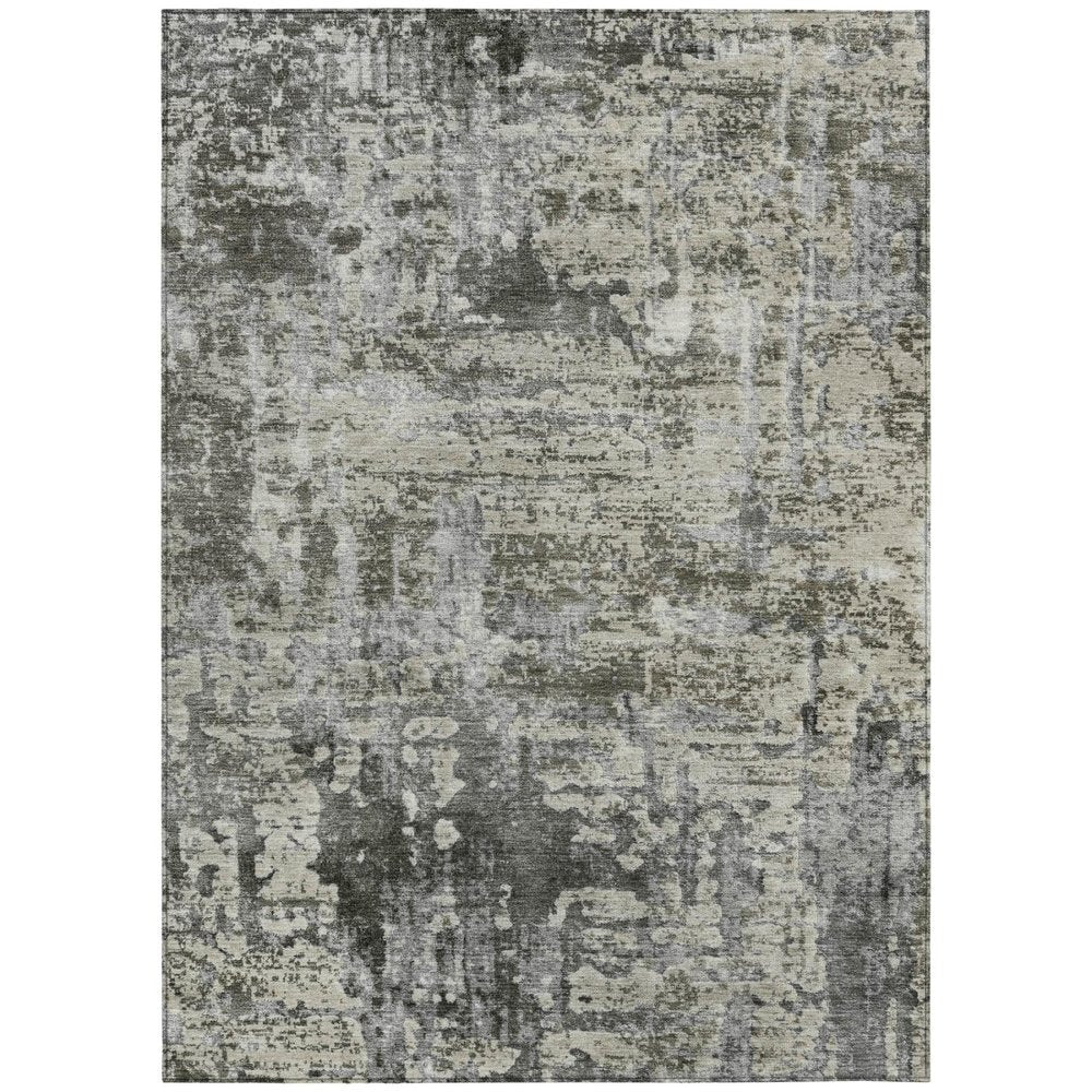 10' X 14' Pewter And Gray Abstract Washable Indoor Outdoor Area Rug — view 1