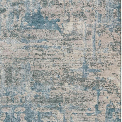 3' X 5' Teal Blue And Pewter Abstract Washable Indoor Outdoor Area Rug HomeRoots